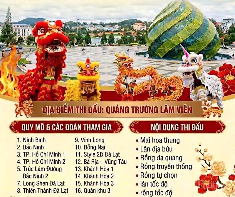 Lịch và địa điểm thi đấu tại giải vô địch các đội mạnh lân sư rồng toàn quốc lần thứ II năm 2026. Ảnh: BTC