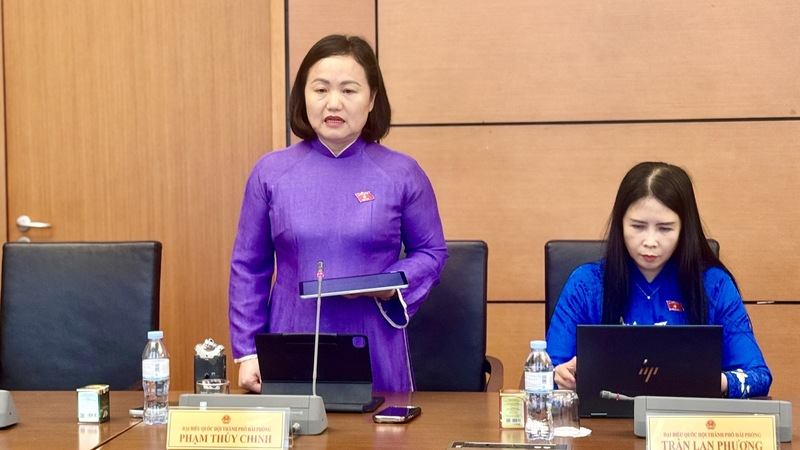 Đại biểu Phạm Thúy Chinh, Đoàn thành phố Hải Phòng phát biểu góp ý về dự án Luật Thủ đô (sửa đổi).