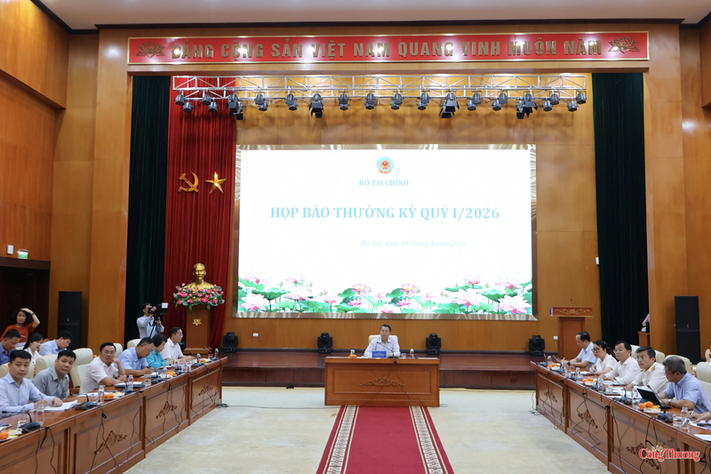 Chiều 9/4, tại Hà Nội, Bộ Tài chính tổ chức họp báo thường kỳ quý I/2026. Ảnh: Phương Hà