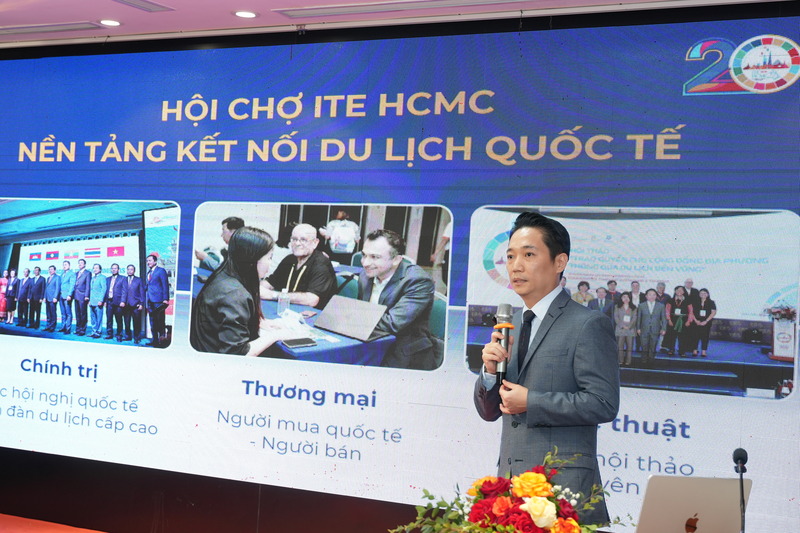 Phó Giám đốc Sở Du lịch TP. Hồ Chí Minh - ông Lê Trương Hiền Hòa thông tin về ITE HCMC 2026. Ảnh: Bảo Thoa