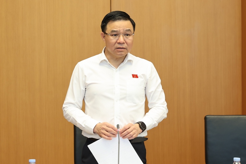 Bộ trưởng Bộ Công Thương Lê Mạnh Hùng phát biểu thảo luận tại tổ.