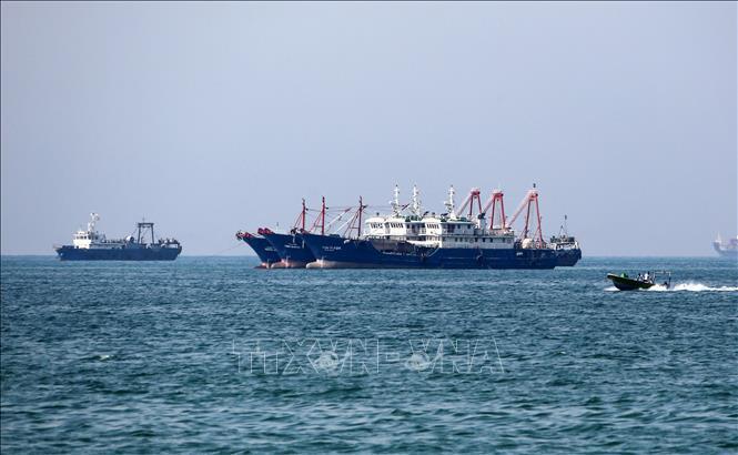 Tàu chở hàng tại khu vực vùng Vịnh, ngoài khơi thành phố cảng Bandar Abbas của Iran ngày. Ảnh: TTXVN