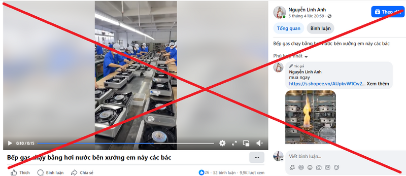 Video “bếp gas chạy bằng nước” gây xôn xao mạng xã hội thực chất được tạo bằng AI.