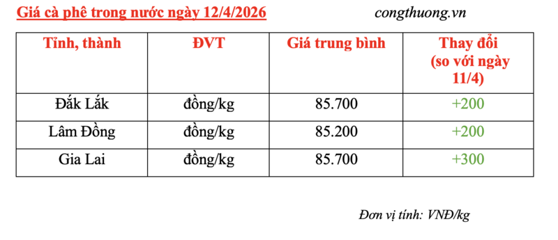 Giá cà phê hôm nay 12/4/2026: Tăng nhẹ 200 - 300 đồng/kg - 5