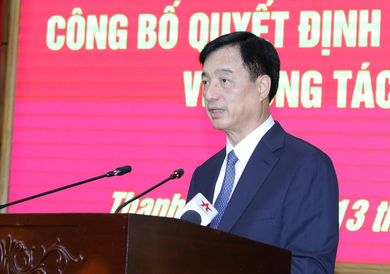 Ông Nguyễn Duy Ngọc, Ủy viên Bộ Chính trị, Bí thư Trung ương Đảng, Trưởng ban Tổ chức Trung ương phát biểu tại hội nghị. Ảnh: Tỉnh ủy Thanh Hóa