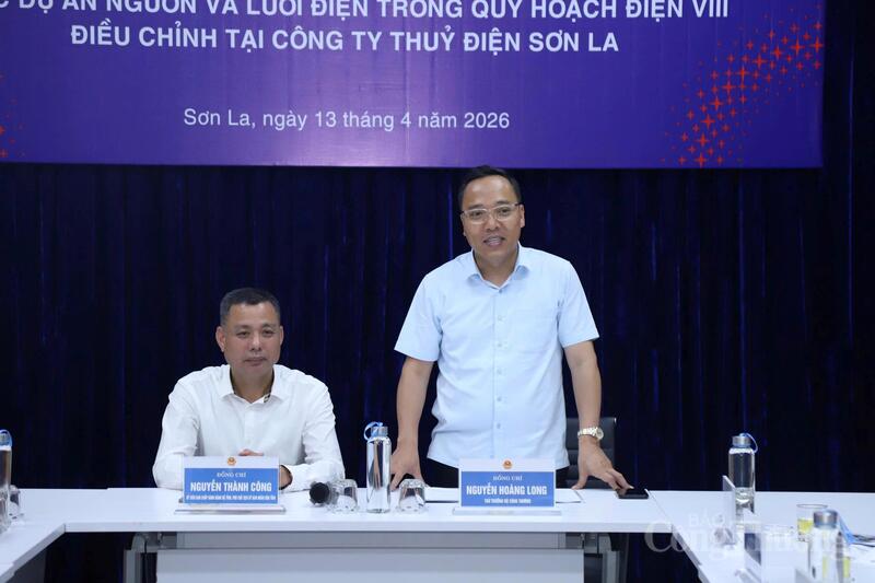 Thứ trưởng Bộ Công Thương Nguyễn Hoàng Long phát biểu tại cuộc làm việc. Ảnh: ĐL