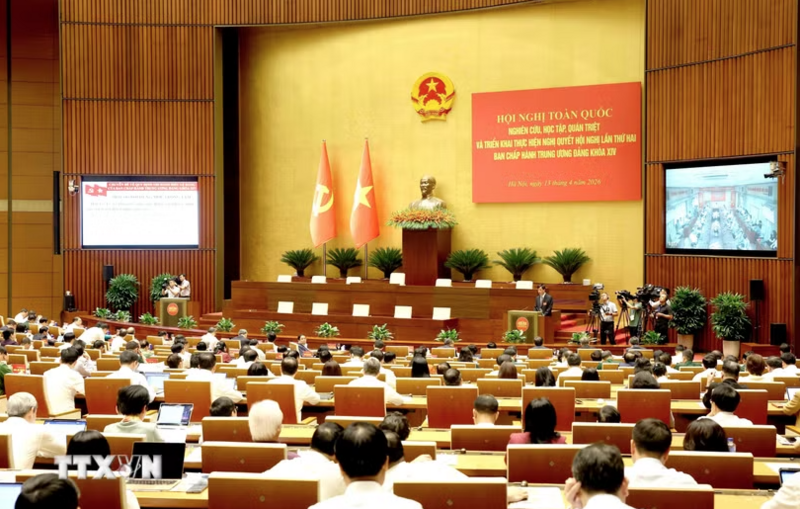 Hội nghị nghiên cứu, học tập, quán triệt và triển khai thực hiện Nghị quyết Hội nghị Trung ương 2, khóa XIV - Ảnh: Phương Hoa/TTXVN