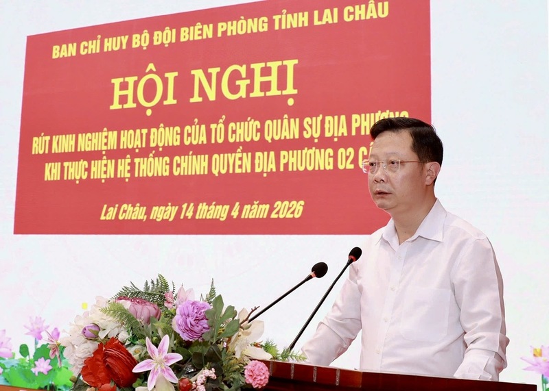 Phó Bí thư Tỉnh ủy Lai Châu Nguyễn Ngọc Vinh phát biểu tại hội nghị. Ảnh: Đức Duẩn