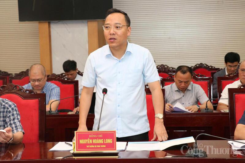 Thứ trưởng Bộ Công Thương Nguyễn Hoàng Long phát biểu tại cuộc làm việc. Ảnh: ĐL