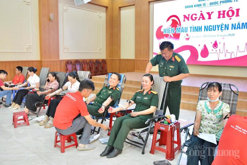 Đoàn Kinh tế - Quốc phòng 72 (Binh đoàn 15) tổ chức Ngày hội hiến máu tình nguyện năm 2026.
