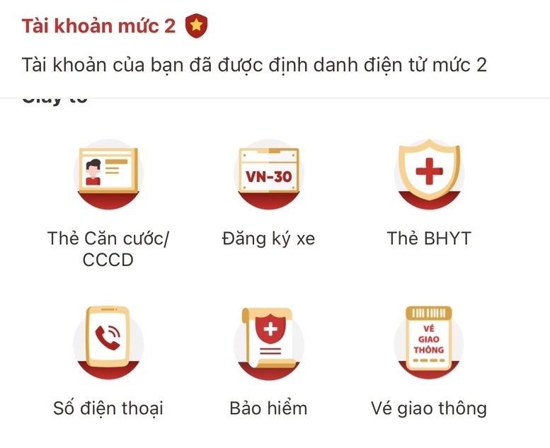 Mục số điện thoại trong phần Ví giấy tờ trên ứng dụng VNeID