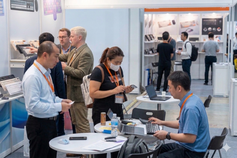 Giao thương trực tiếp tại gian hàng điện tử tại Triển lãm Global Sourcing Fair Việt Nam 2025.