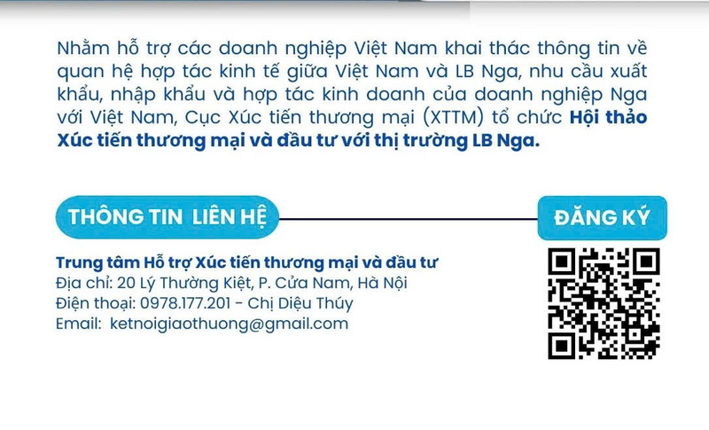 Thông tin liên hệ và mã QR đăng ký tham gia hội thảo