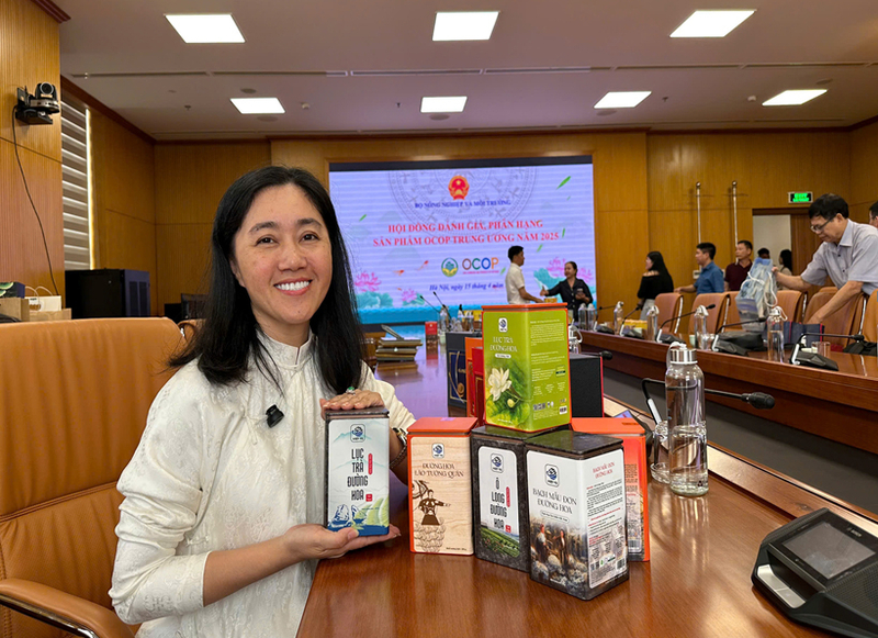 Công ty TNHH Đầu tư Xây dựng và Thương mại Việt Tú có 6 sản phẩm trà được công nhận đạt tiêu chuẩn 5 sao cấp quốc gia. Ảnh: QN