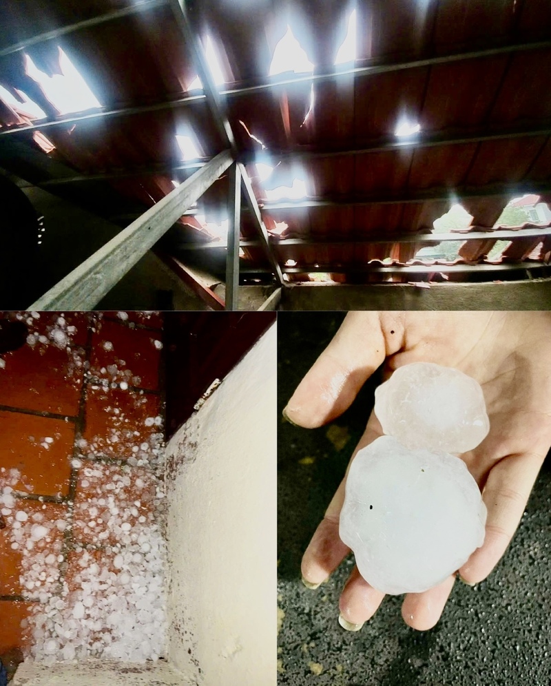 Trong đêm 17/4, nhiều địa phương ở tỉnh Thanh Hóa xuất hiện mưa đá khiến một số nhà dân bị thủng mái. Ảnh: Quốc Anh