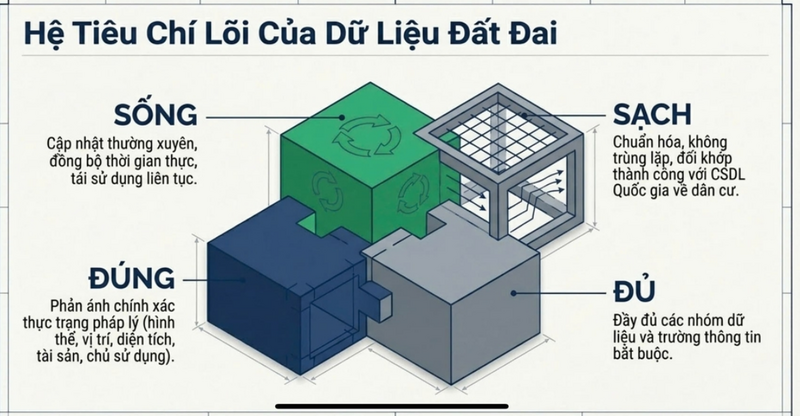 Hệ tiêu chí lõi của dữ liệu đất đai. Ảnh: Cục Quản lý đất đai