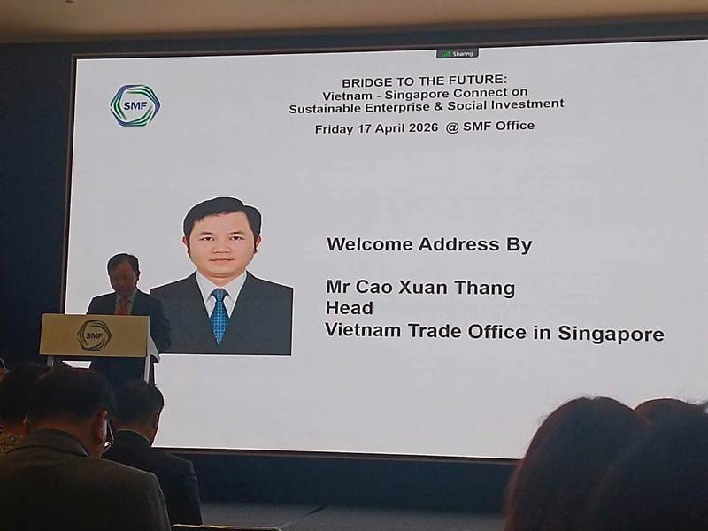 Ông Cao Xuân Thắng, Tham tán Thương mại Việt Nam tại Singapore, phát biểu tại chương trình.