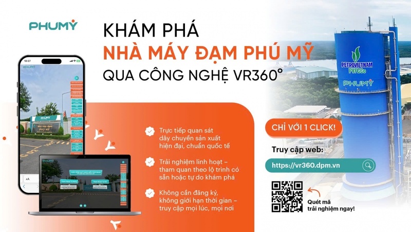 Chỉ với một click dễ dàng khám phá Tổ hợp Nhà máy Đạm Phú Mỹ theo cách trực quan, sinh động. Ảnh: PVFCCo – Phú Mỹ