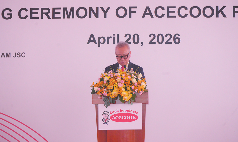Ông Kaneda Hiroki – Tổng Giám đốc Acecook Việt Nam phát biểu trong buổi lễ động thổ.