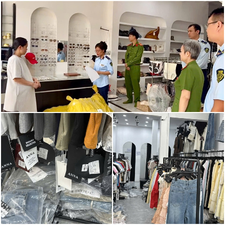 Lực lượng chức năng kiểm tra cửa hàng (Ảnh: Công an Quảng Trị)