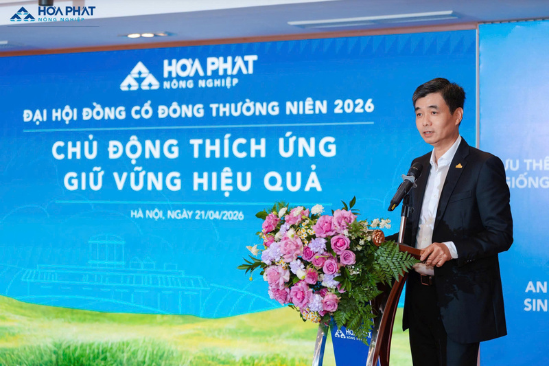 Ông Nguyễn Việt Thắng - Tổng Giám đốc Tập đoàn Hòa Phát kiêm Chủ tịch Nông nghiệp Hòa Phát phát biểu tại đại hội