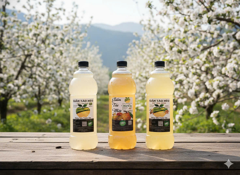 Giấm táo mèo "Nông sản Trạm Tấu" từng bước xây dựng thương hiệu nông sản đặc sản vùng cao.