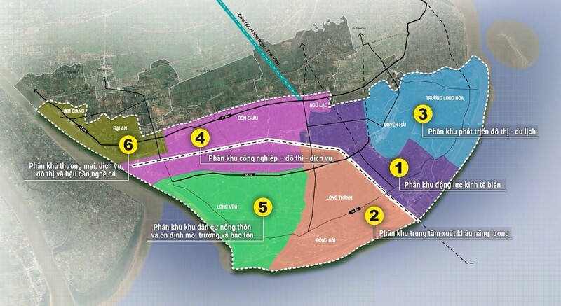 Quy hoạch 6 phân khu - Khu kinh tế Định An. Ảnh: Vinhlong.gov.vn.