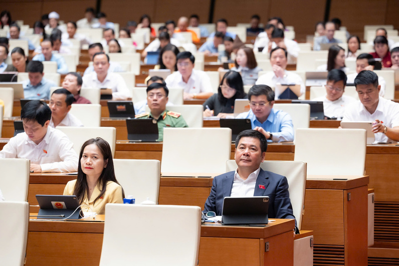 Phó Chủ tịch Quốc hội Nguyễn Hồng Diên cùng các đại biểu Quốc hội tham dự phiên thảo luận.