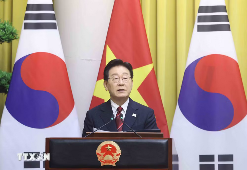 Tổng thống Hàn Quốc Lee Jae Myung phát biểu. Ảnh: TTXVN