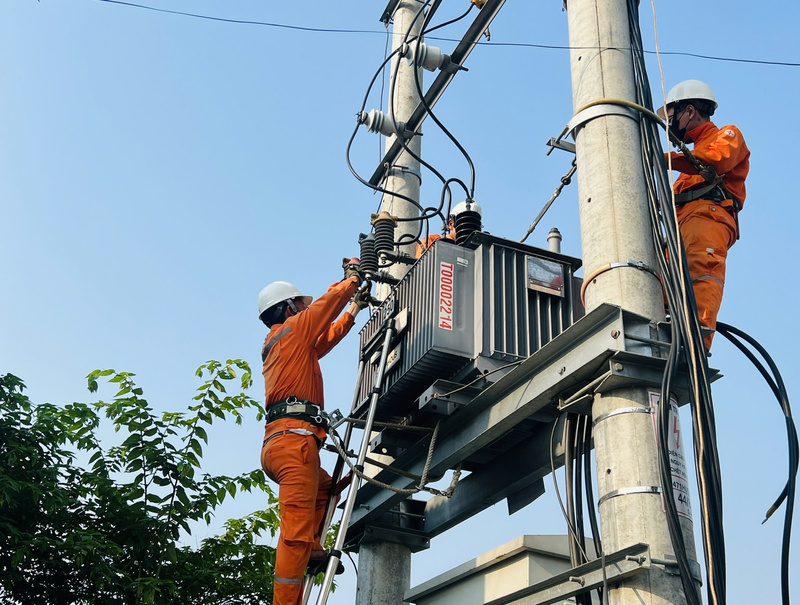 Kiểm tra, bão dưỡng hệ thống lưới điện. Ảnh: D. Huyền