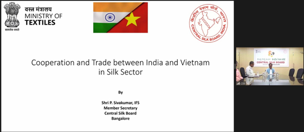 Ông P. Sivakumar, Thành viên Hội đồng kiêm Giám đốc điều hành Hội đồng Tơ lụa trung ương chia sẻ tại hội thảo.