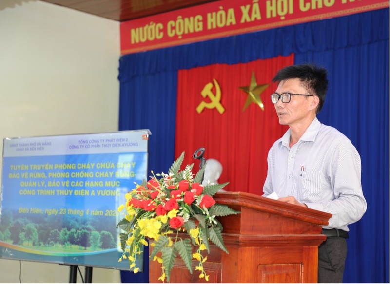 Ông Dương Văn Chung, Phó Chủ tịch UBND xã Bến Hiên phát biểu tại Hội nghị. Ảnh: Bình An