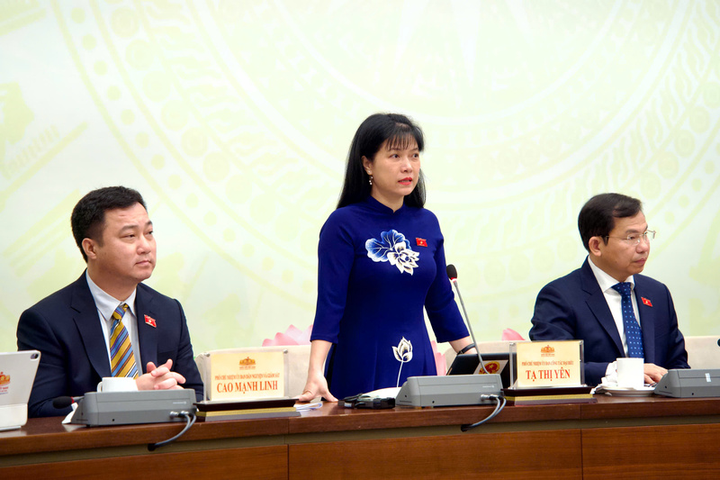 Phó Chủ nhiệm Ủy ban Công tác đại biểu Tạ Thị Yên trả lời báo chí tại họp báo