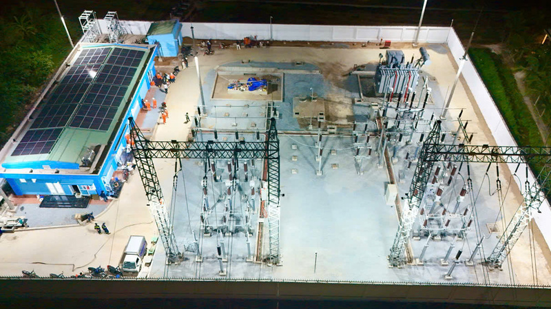 Công trình Trạm biến áp 110kV Tân Trụ được đóng điện thành công ngày 24/4/2026. Ảnh: EVNSPC.