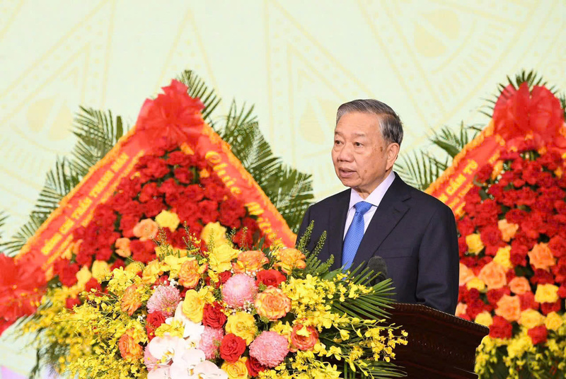 Tổng Bí thư, Chủ tịch nước Tô Lâm phát biểu tại buổi lễ. Ảnh: Quân khu 5