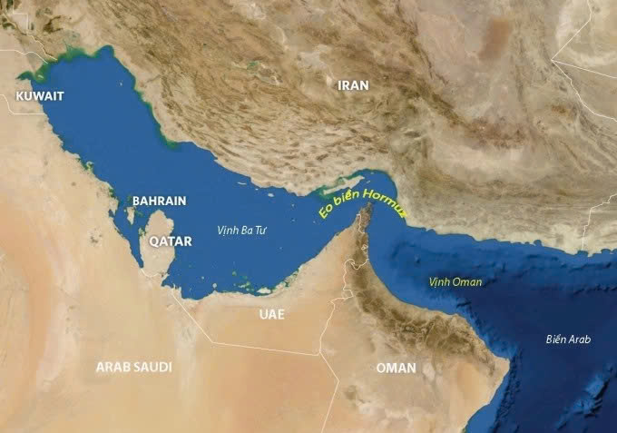 Eo biển Hormuz. Ảnh: NASA