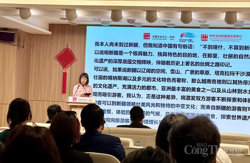 Bà Nguyễn Thị Hoa Mai - Phó Cục trưởng Cục Du lịch Quốc gia Việt Nam phát biểu tại chương trình. Ảnh: Bảo Thoa