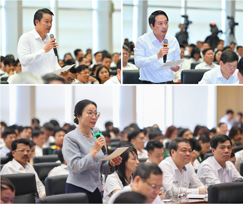 Các cử tri bày tỏ vui mừng trước những kết quả tốt đẹp của Kỳ họp thứ Nhất và những thành tựu phát triển kinh tế - xã hội của đất nước thời gian qua - Ảnh: VGP/Nhật Bắc