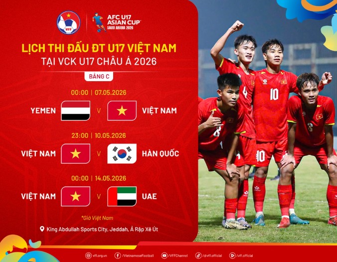 Lịch thi đấu của đội tuyển U17 Việt Nam. Ảnh: VFF.