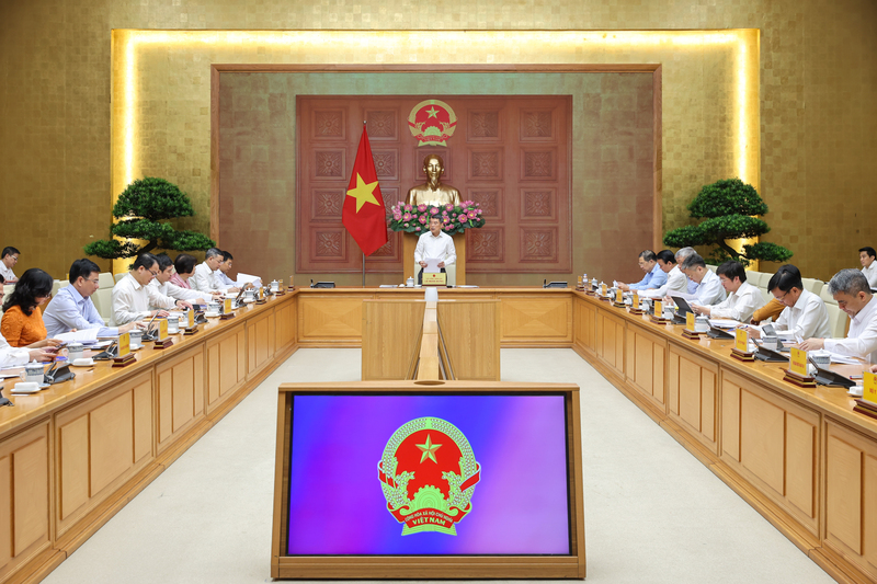 Thủ tướng Chính phủ Lê Minh Hưng chủ trì cuộc làm việc với Bộ Tài chính - Ảnh: VGP/Nhật Bắc