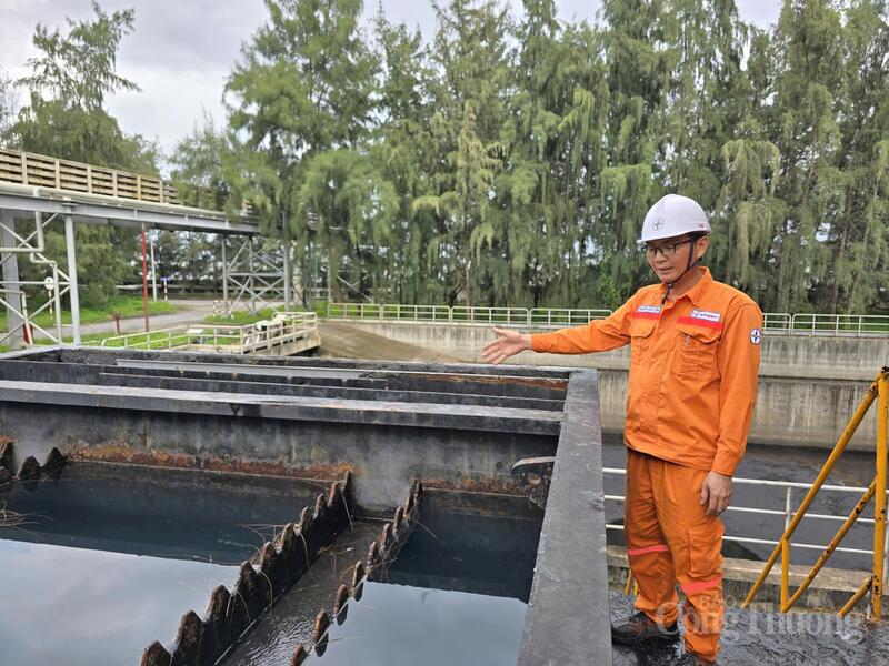 Hệ thống xử lý nước thải nhiễm than được tuần hoàn tái sử dụng cho các hoạt động của nhà máy. Ảnh: Thu Hường