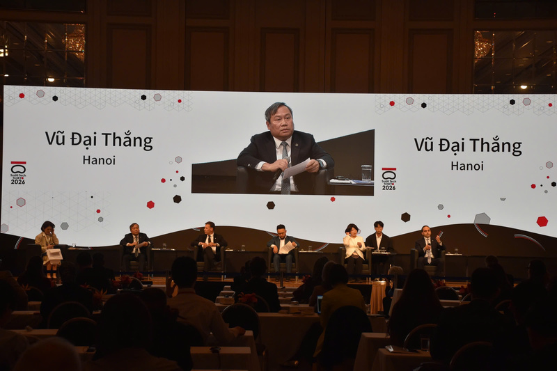 Chủ tịch UBND TP. Hà Nội Vũ Đại Thắng tham luận tại G-NETS 2026. Ảnh: Nguyễn Tuyến