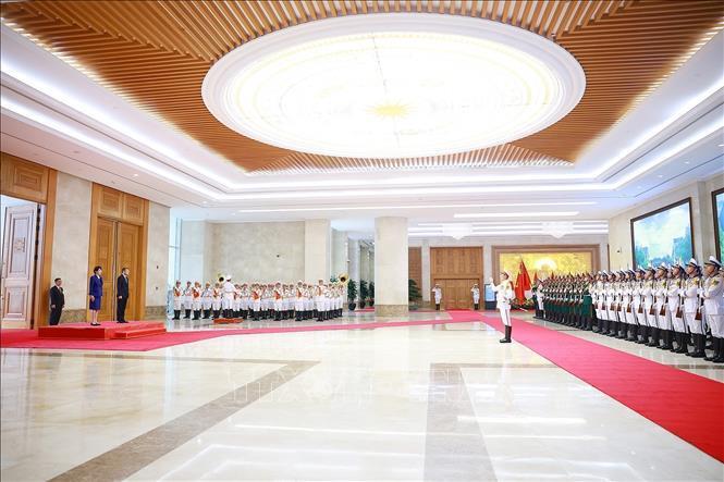 Lễ đón Thủ tướng Nhật Bản Takaichi Sanae sang thăm chính thức Việt Nam. Ảnh: Dương Giang/TTXVN