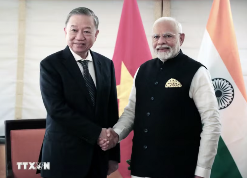 Tổng Bí thư, Chủ tịch nước Tô Lâm gặp Thủ tướng Ấn Độ Narendra Modi trong khuôn khổ chuyến tham dự Đại hội đồng Liên hợp quốc Khóa 79 và làm việc tại Hoa Kỳ, chiều 23/9/2024 (giờ địa phương), tại New York, (Ảnh: Thanh Tuấn/TTXVN).