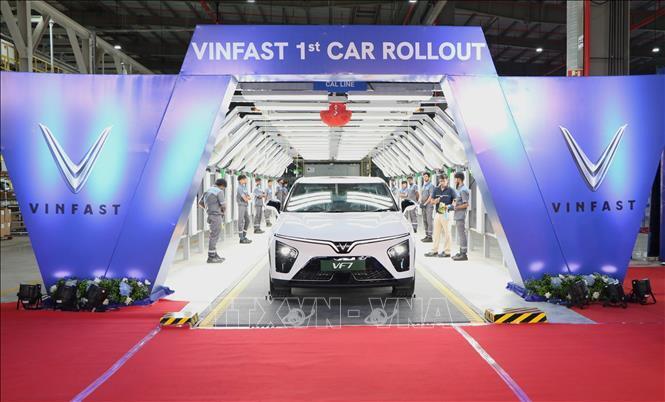 Các mẫu ô tô EV được sản xuất tại nhà máy VinFast Ấn Độ. Ảnh: Ngọc Thúy/PV TTXVN tại Ấn Độ