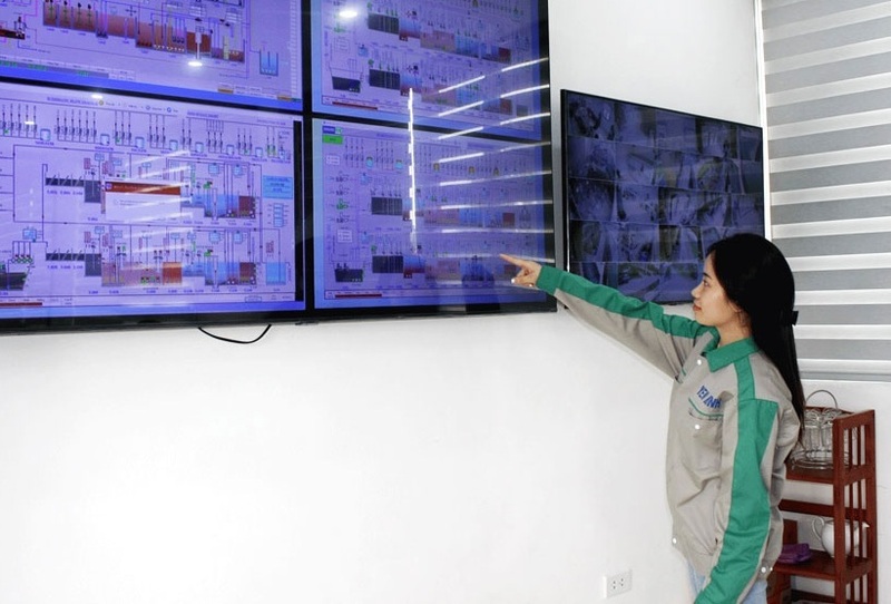 Trung tâm điều hành, cảnh báo sớm các vấn đề liên quan đến hệ thống xử lý nước thải tại Khu công nghiệp Yên Bình (tỉnh Thái Nguyên). Ảnh: X.H