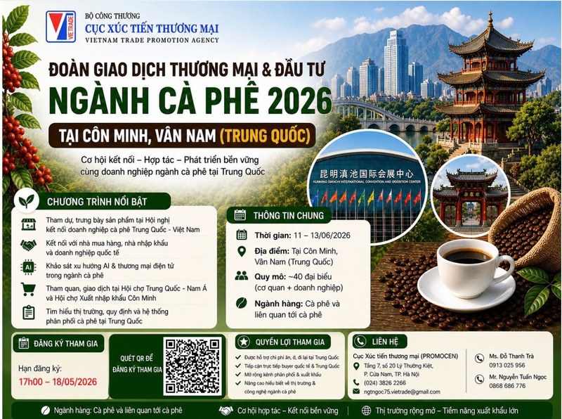 Chương trình dự kiến diễn ra từ 11 - 13/6 với sự tham gia của khoảng 40 đại biểu đến từ các cơ quan, hiệp hội, doanh nghiệp trong lĩnh vực cà phê và các ngành liên quan