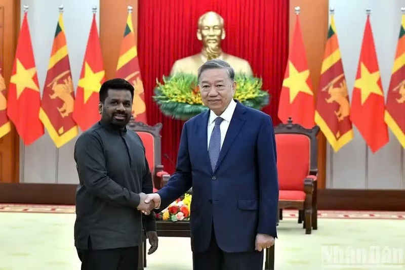 Tổng Bí thư Tô Lâm tiếp Tổng thống Sri Lanka Anura Kumara Dissanayake tại Trụ sở Trung ương Đảng, ngày 4/5/2025. Ảnh: Đăng Khoa