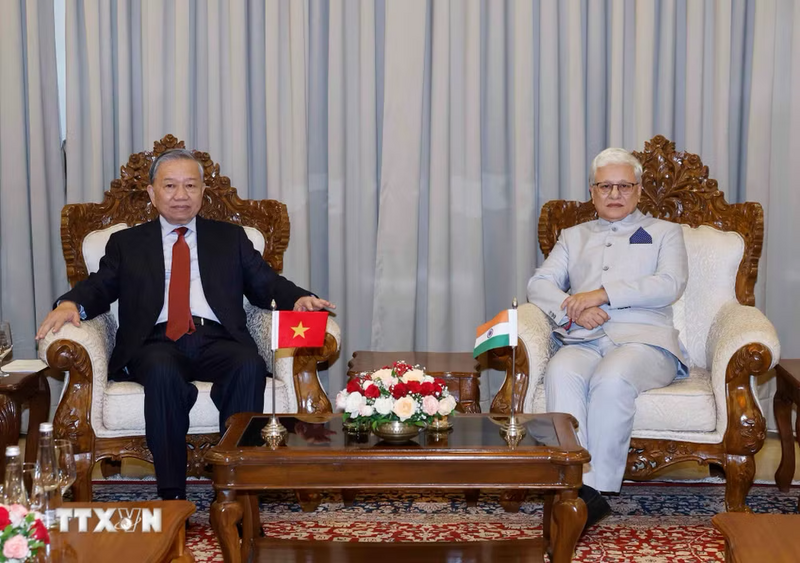 Tổng Bí thư, Chủ tịch nước Tô Lâm tiếp Thống đốc bang Maharashtra Shri Jishnu Dev Varma. Ảnh: Thống Nhất/TTXVN