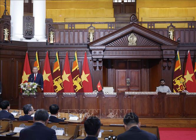Tổng Bí thư, Chủ tịch nước Tô Lâm phát biểu tại buổi gặp gỡ báo chí nhân chuyến thăm cấp Nhà nước Sri Lanka. Ảnh: Thống Nhất/TTXVN